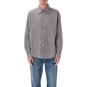 MFPEN Men's Relaxed Fit Plaid Button-Up Long Sleeve Shirt Men GREY Shirts